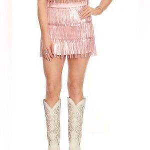 Altard State Pink Sequined Tiered Fringed Skirt Taylor Swift‎ Eras Tour Large